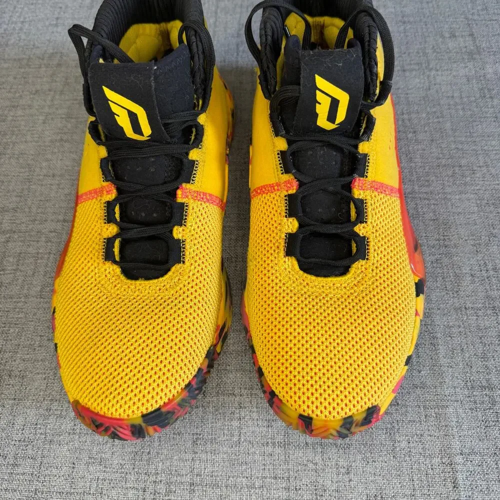 Adidas Dame 5 Basketball Shoes Mens 8.5 Yellow Black BB9315 Damian Lillard